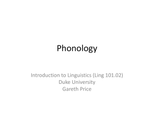 Phonology I - Duke University