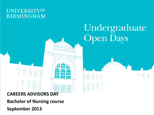 CAREERS ADVISORS DAY Bachelor of Nursing course September