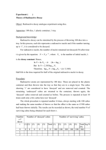 Radioactive decay analogue experiment using dice