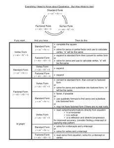 Quadratics Cheat Sheet