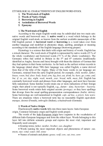 ETYMOLOGICAL CHARACTERISTICS OF ENGLISH WORD