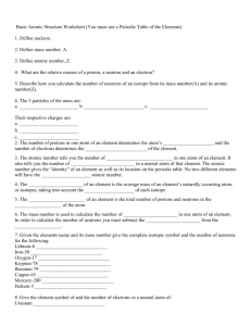 Basic Atomic Structure Worksheet