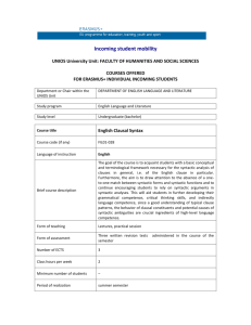 COURSES OFFERED IN FOREIGN LANGUAGES