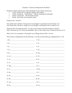 Chemistry I: Electron Configurations Worksheet