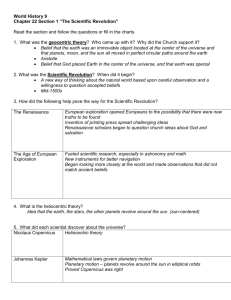 World History 9 Chapter 22 Section 1 “The Scientific Revolution