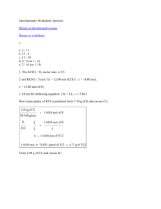 Stoichiometry Worksheet Answers