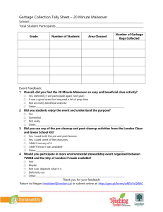 Garbage Tally Sheet and Feedback