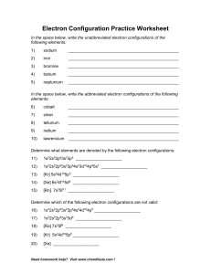 Electron Configuration Practice Worksheet