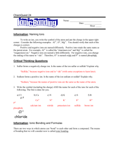 Information: Polyatomic Ions