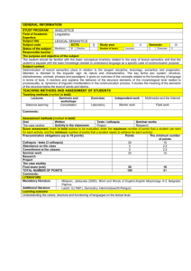 GENERAL INFORMATION Study program anglistiCS Field of