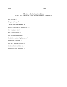 Question Stems Secondary