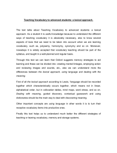 Teaching Vocabulary to advanced students: a lexical approach. The