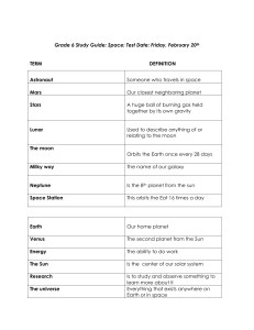 Grade 6 Study Guide: Space: Test Date: Friday, February 20th