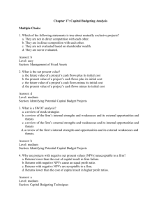 Chapter 17: Capital Budgeting Analysis Multiple Choice 1. Which of