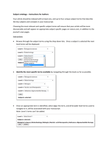 Subject ontology – Instructions for Authors Your article should be