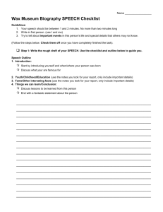 Wax Museum Biography SPEECH Checklist