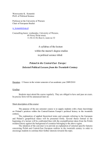 Poland in the Central-East Europe: Selected Political Lessons from