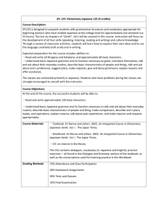 JPL 125: Elementary Japanese 125 (6 credits) Course Description