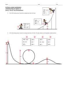 Conservation of energy worksheet #1