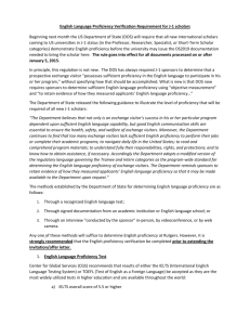 English Language Proficiency Verification Requirement for J