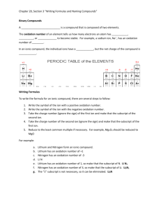 Chapter 20, Section 3 “Writing Formulas and Naming Compounds