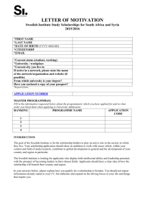 Motivation letter 2015 SI Study Scholarships Syria