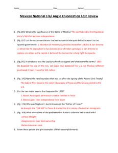 Mexican National Era-Anglo Colonization Test Review 2014 KEY