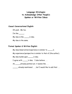 Language Acknowledgement Ideas