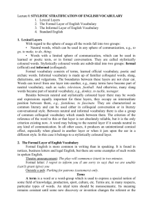 2. The Formal Layer of English Vocabulary