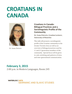 Croatians in Canada: Bilingual Practices and a Sociolinguistic