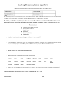 Sandburg Elementary Parent Input Form