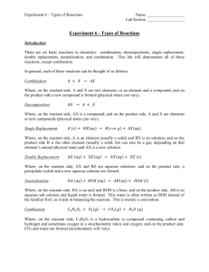 Experiment 6 - Types of Reactions