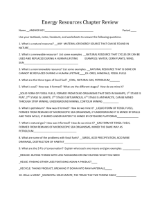 Energy Resources Chapter Review Answer Key