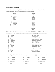 Drill: Match the English derivatives with the Latin vocab words from