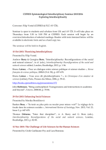 CEFRES Epistemological Interdisciplinary Seminar 2015/2016