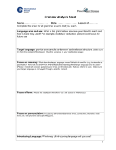 Grammar Analysis Sheet