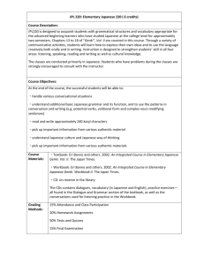 JPL 220: Elementary Japanese 220 ( 6 credits) Course Description