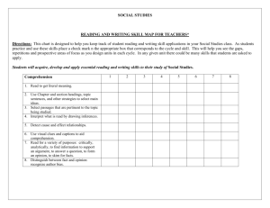 Social Studies Reading and Writing Skill Map for Teachers