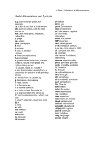 Useful Abbreviations and Symbols
