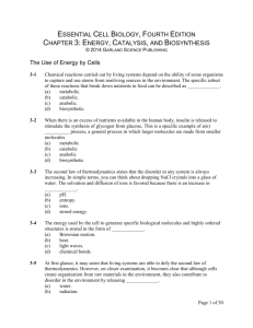 Chapter 3: Energy, Catalysis, and Biosynthesis