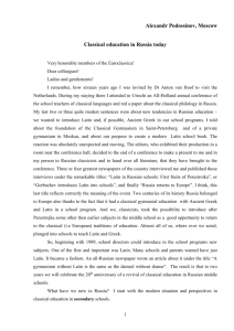 Alexandr Podossinov, Moscow Classical education in Russia today