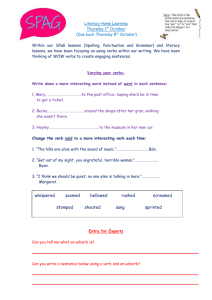 1st Oct - Literacy Home Learning