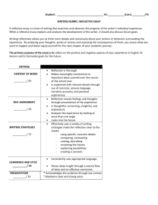 WRITING RUBRIC: REFLECTIVE ESSAY