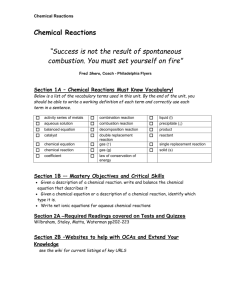 chemical reactions unit organizer