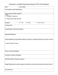 Proposal for a Scientific Manuscript using the GWTG AHA Databases