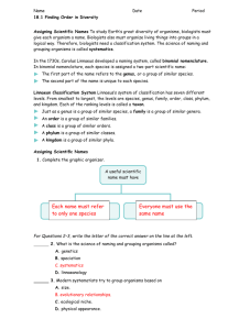 Classification Study Guide Answers