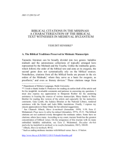 Biblical Citations in the Mishnah BIBLICAL CITATIONS IN THE