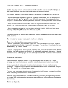 ESOL2GO: Reading, part 2 - Translation dictionaries