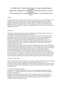 THE CIBLSP PROJECT : USING ELECTRONIC CORPORA TO