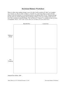 Decisional Balance Worksheet